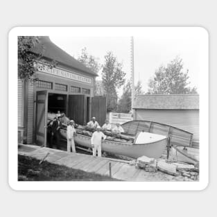 Life Saving Station, 1890. Vintage Photo Sticker